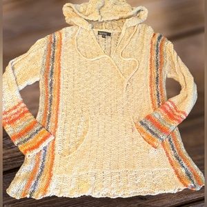 Free As A Bird;Boho Long Sleeve Hooded Lightweight Sweater Tunic; Size S/Md